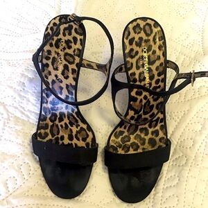 Dolce & Gabbana Black Leopard Print Sandals Size 37